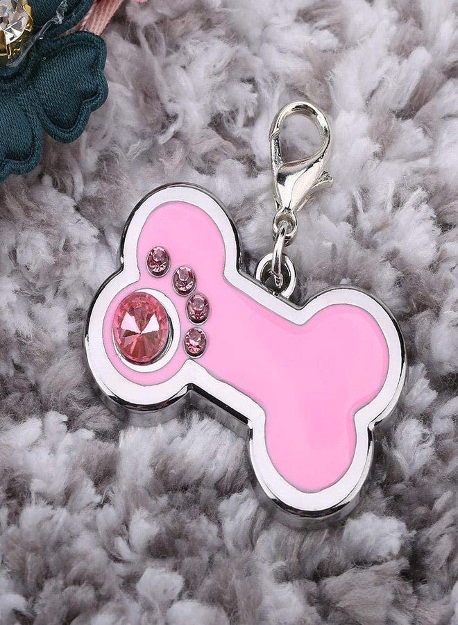 Pups&Pets قلادة لطيفة على شكل عظمة للحيوانات الأليفة من Pups&Pets | علامة تعريف جذابة ولامعة مقاومة للصدأ مصنوعة من الأحجار الكريمة | قلادة أو ميدالية جميلة للكلاب والقطط - قطعة واحدة (وردي) - Image 2